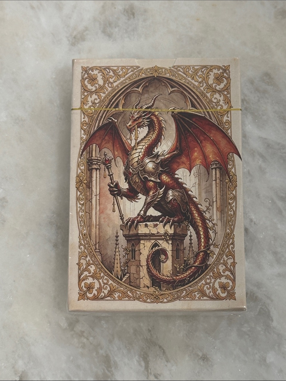 Dragon Medieval Art Playing Cards — Red & Gold Ornate Deck
